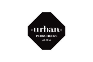 Identitat-corporativa-urban-perruquers-altea-giselAlmerich-comunicacio-grafica. Marca amb color corporatius, negre sobre blanc.