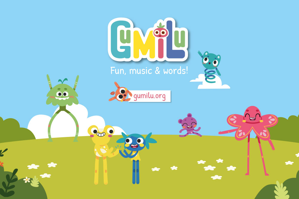 Marca Gumilu aplicada a un cartell pubicitari.