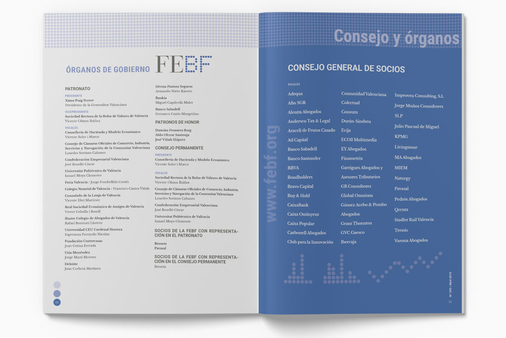 Disseny-maquetacio-editorial-butlleti-mensual-Fundacio-Estudis-Bursatils-i-financers-de-Valencia-FEBF-gisela-almerich