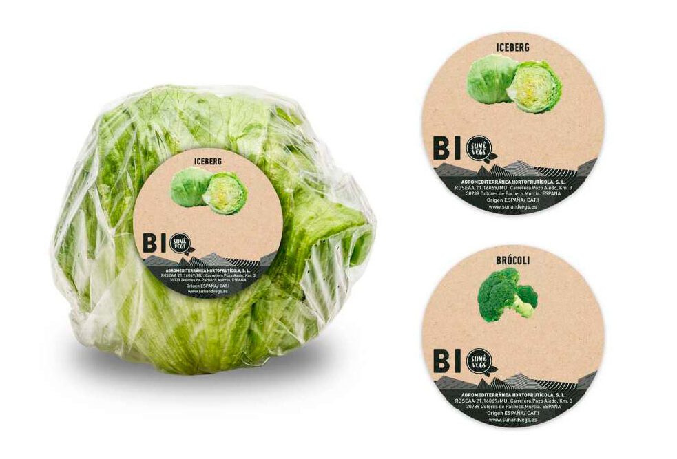Disseny gràfic d'etiquetage, enganxines per a productes hortícoles de la marca de productes alimentarias Sun&Vegs. Gisela Almerich comunicació gràfica