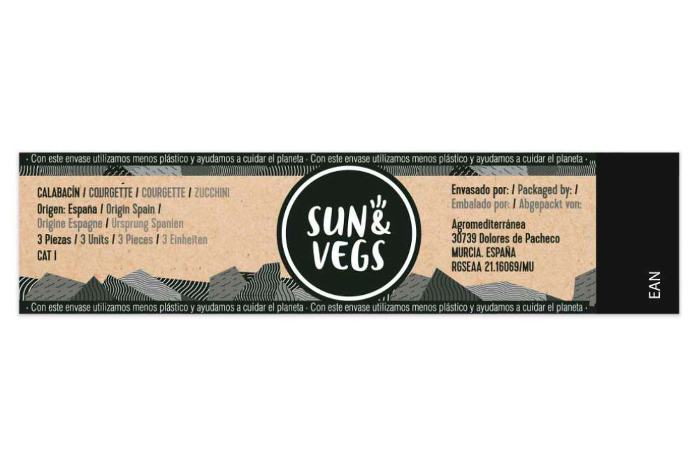 Disseny gràfic d'etiquetage, feixí envoltori per a carabassetes de la marca de productes alimentarias Sun&Vegs. Gisela Almerich comunicació gràfica
